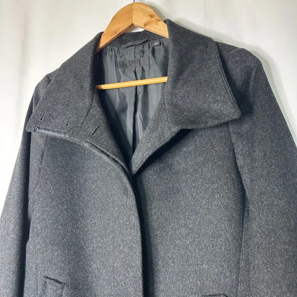 Uniqlo Coat S Wool Cashmere Blend Dark Gray‎ Stand Collar Overcoat Womans